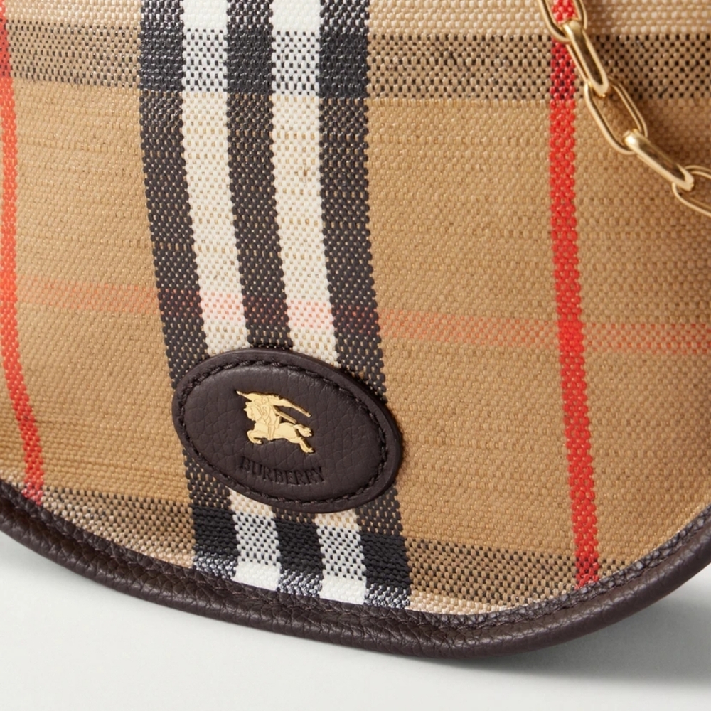 BURBERRY Leather trimmed  coated canvas shoulder bag Sand Color - Picture 13 of 16